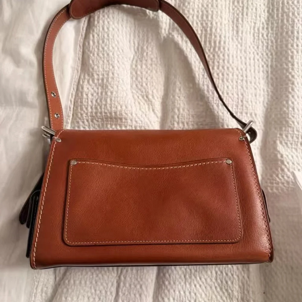 Leather Crossbody Satchel in Cognac Brown - Picture 4 of 8